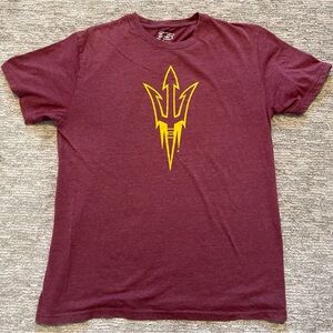 Arizona State Sun Devils T-Shirt Adult Size XL Maroon Trident Short Sleeve E5